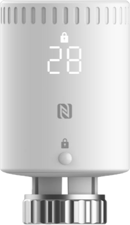 LoRaWAN smart radiator thermostat, showing the setpoint on its display